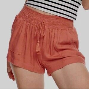 NEW Rewash Junior Smocked Boho Festival Beach Shorts Rust Size L